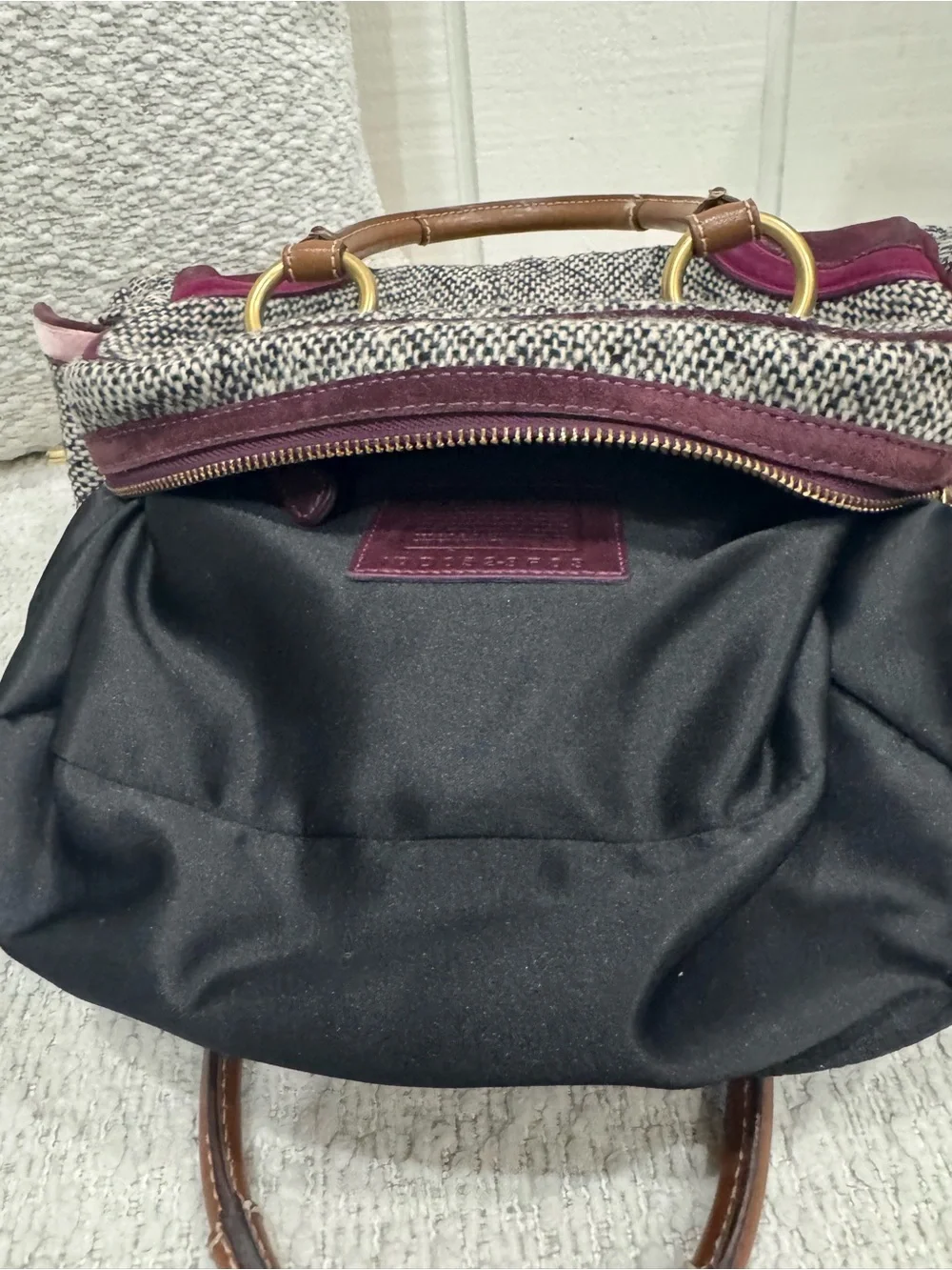 Rare vintage Y2K Coach Soho Tweed and Suede Satchel